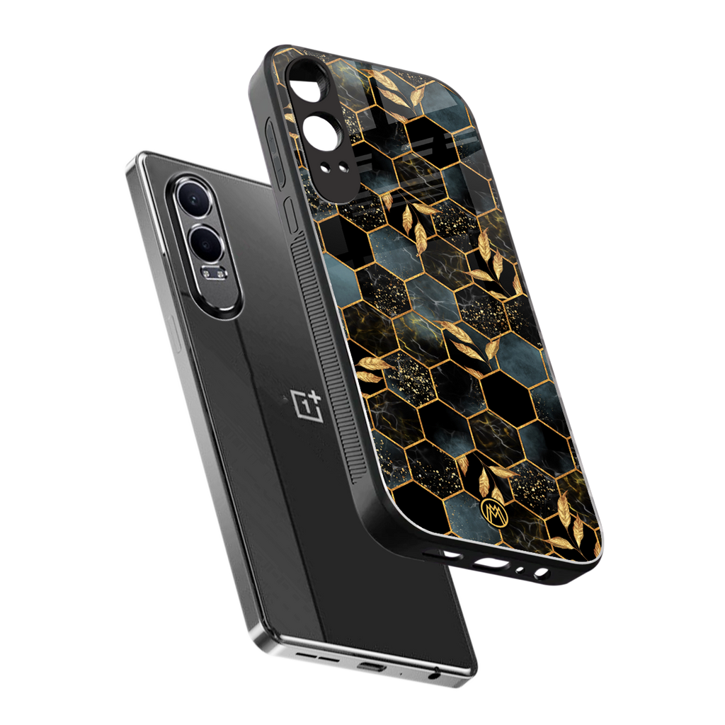 black blue tile marble back phone cover | glass case for oneplus nord ce 4 lite