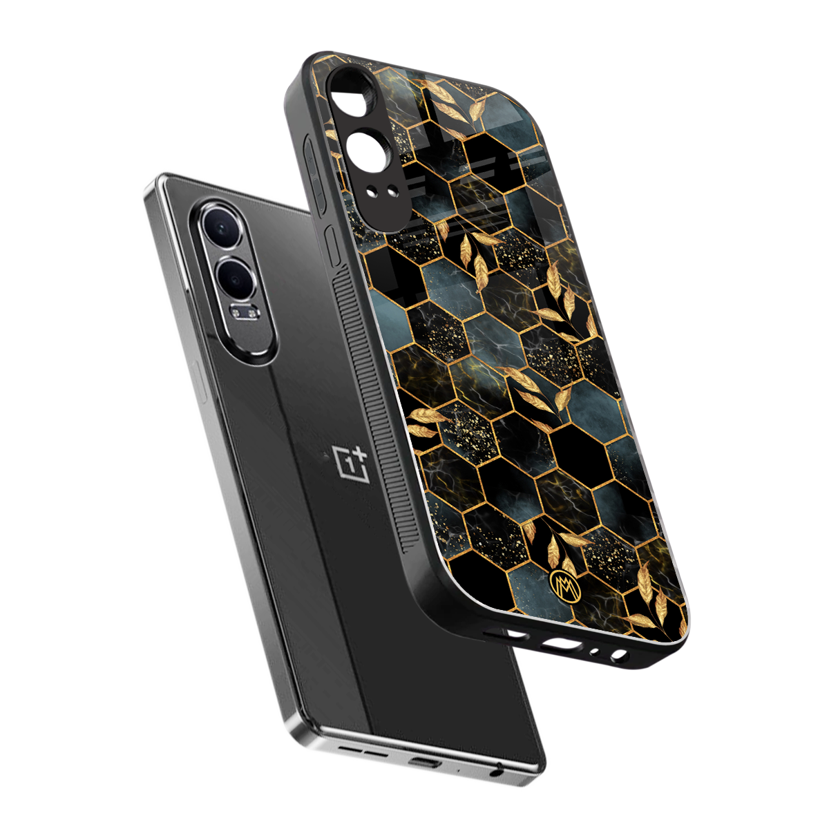 black blue tile marble back phone cover | glass case for oneplus nord ce 4 lite