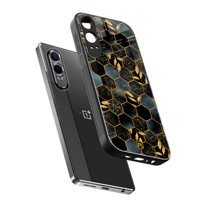 black blue tile marble back phone cover | glass case for oneplus nord ce 4 lite