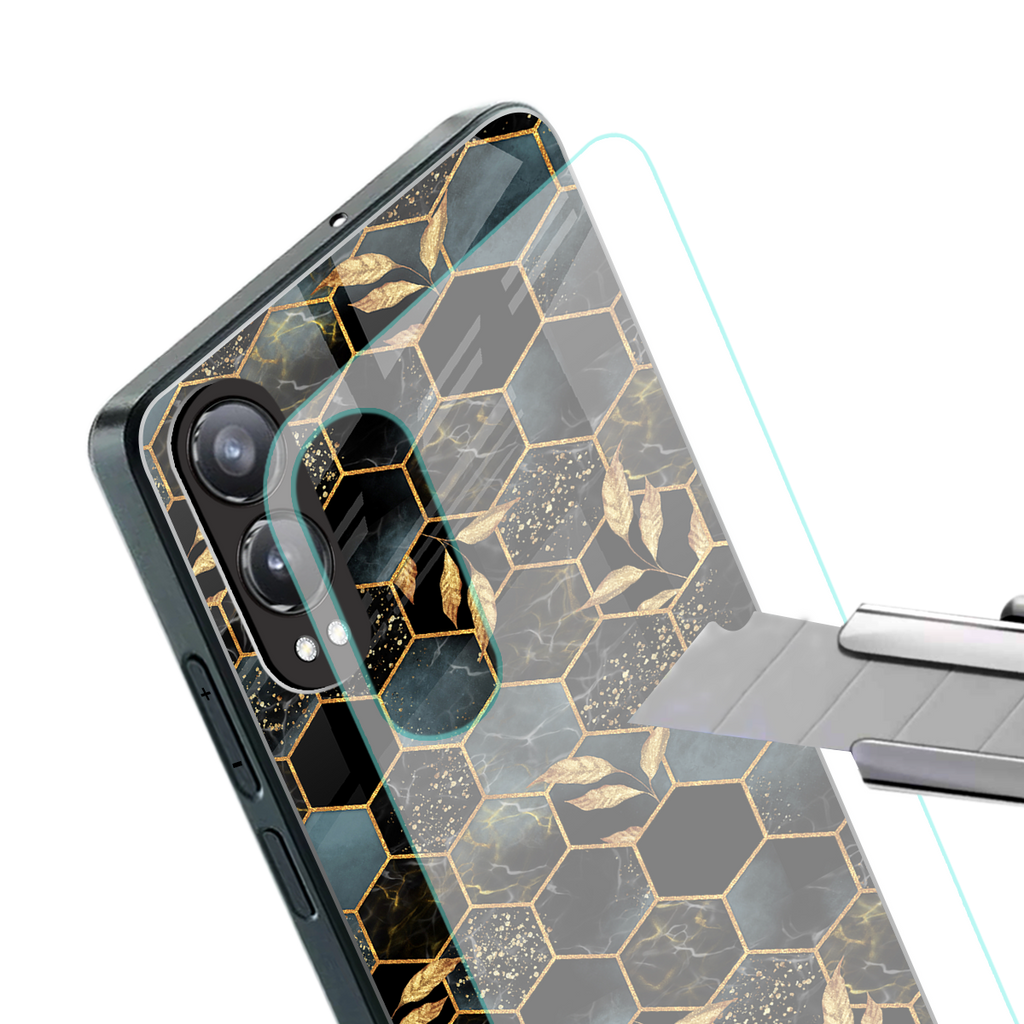 black blue tile marble back phone cover | glass case for oneplus nord ce 4 lite