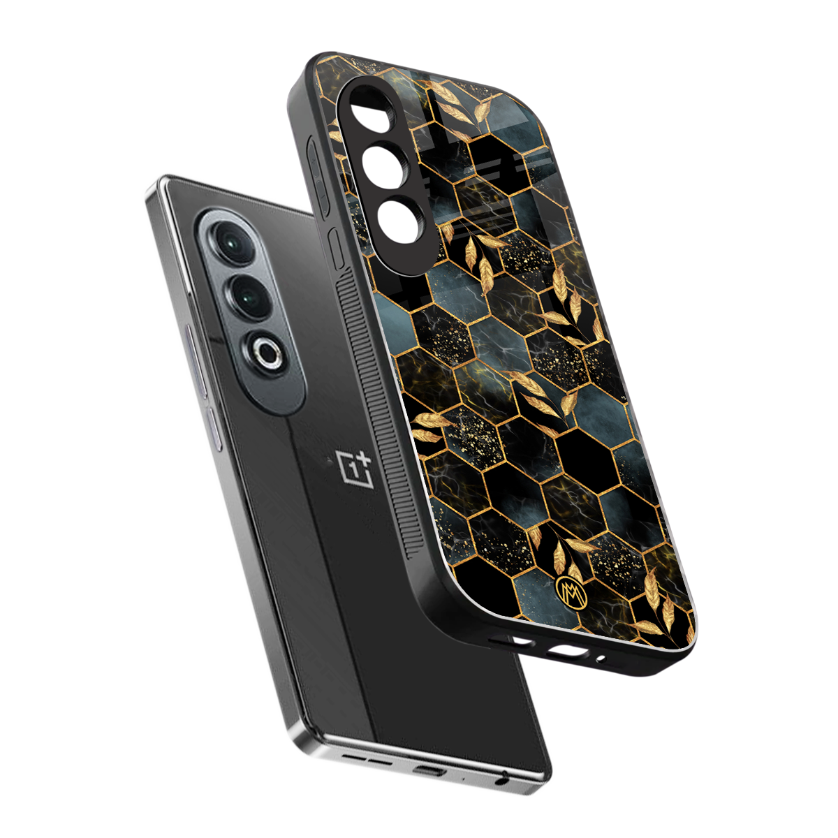 black blue tile marble back phone cover | glass case for oneplus nord ce 4
