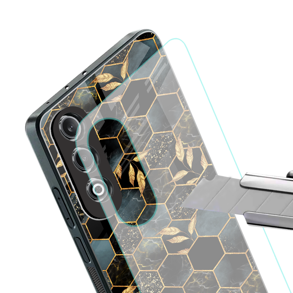 black blue tile marble back phone cover | glass case for oneplus nord ce 4