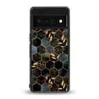 black blue tile marble back phone cover | glass case for google pixel 6 pro