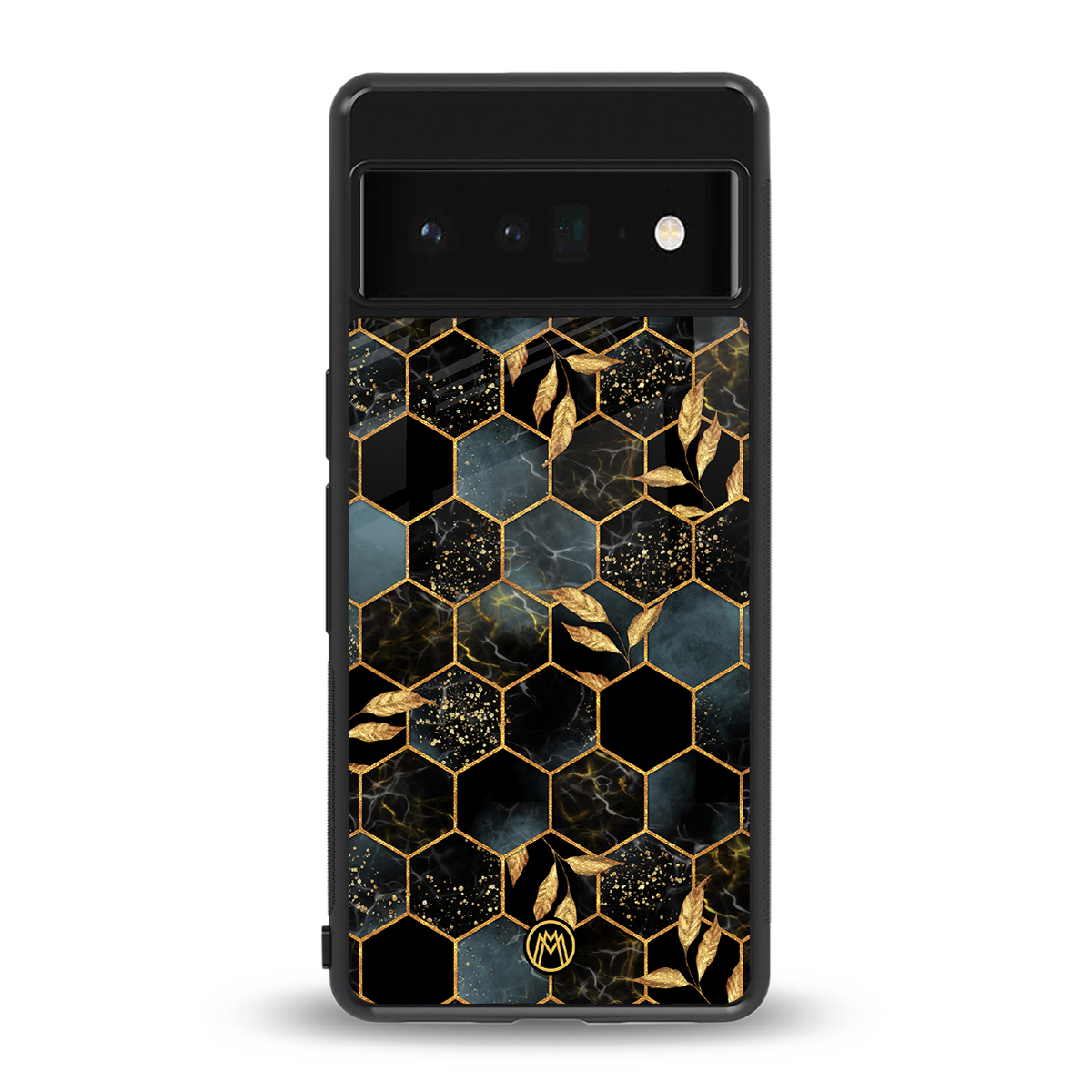 black blue tile marble back phone cover | glass case for google pixel 6 pro