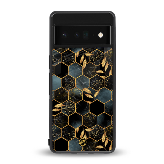 black blue tile marble back phone cover | glass case for google pixel 6 pro