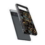black blue tile marble back phone cover | glass case for google pixel 6 pro