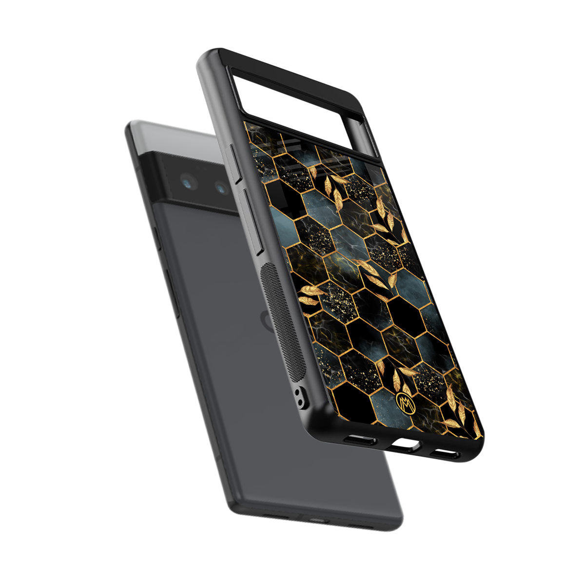 black blue tile marble back phone cover | glass case for google pixel 6 pro