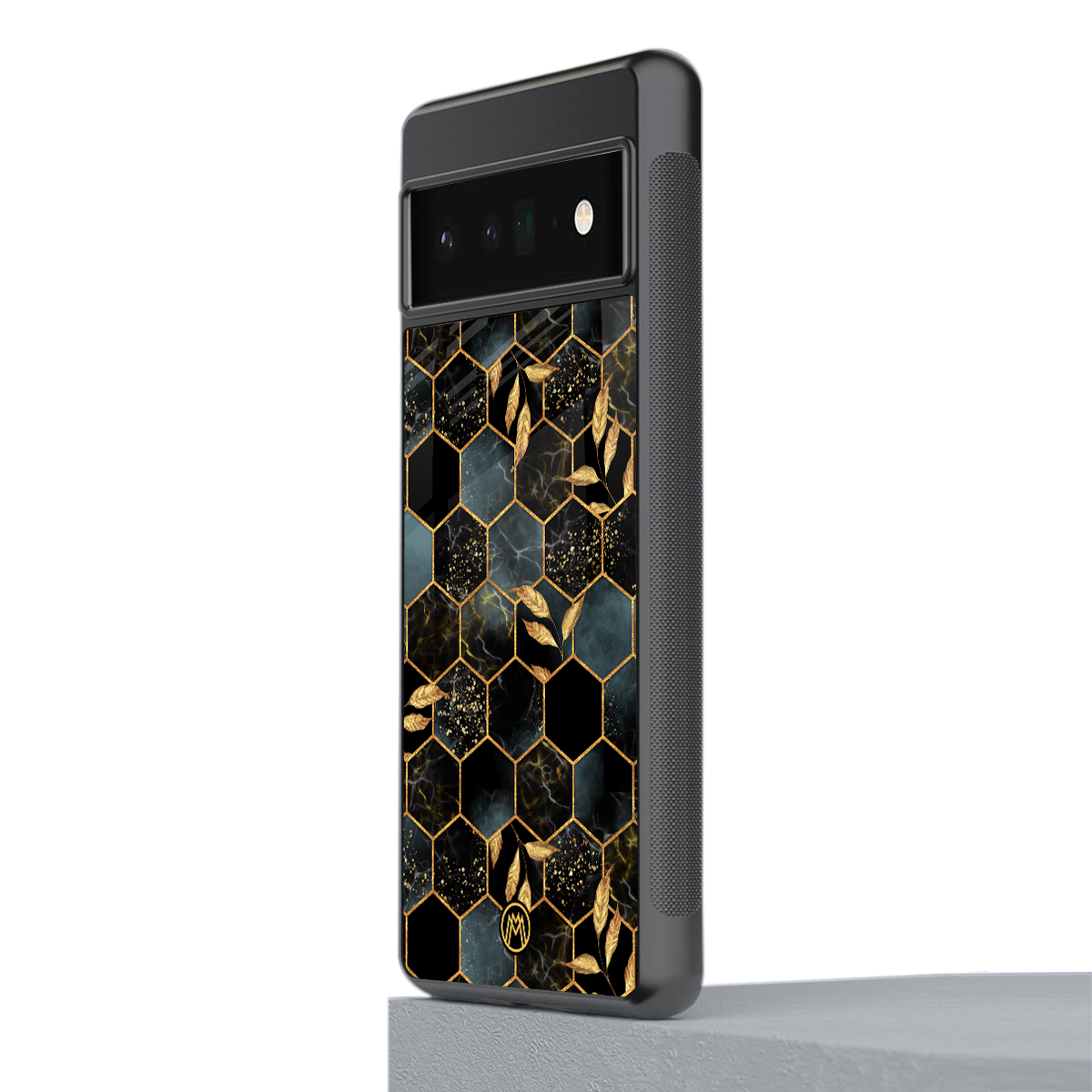 black blue tile marble back phone cover | glass case for google pixel 6 pro