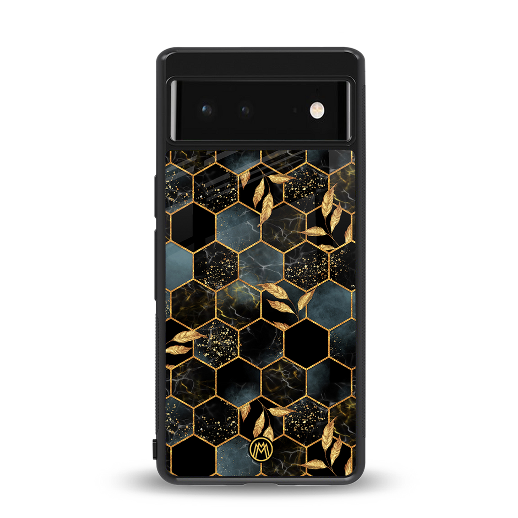 black blue tile marble back phone cover | glass case for Google Pixel 6A