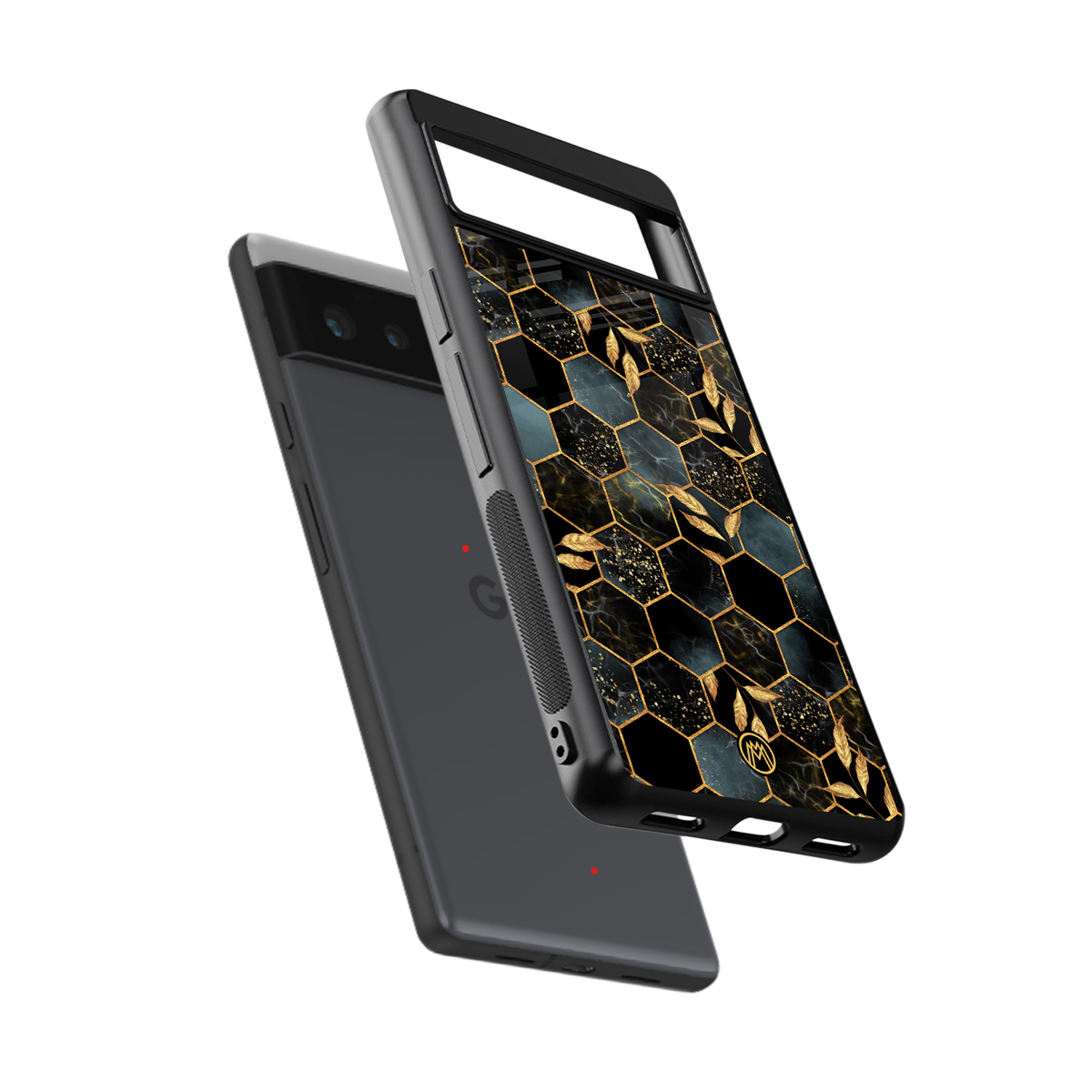 black blue tile marble back phone cover | glass case for google pixel 6
