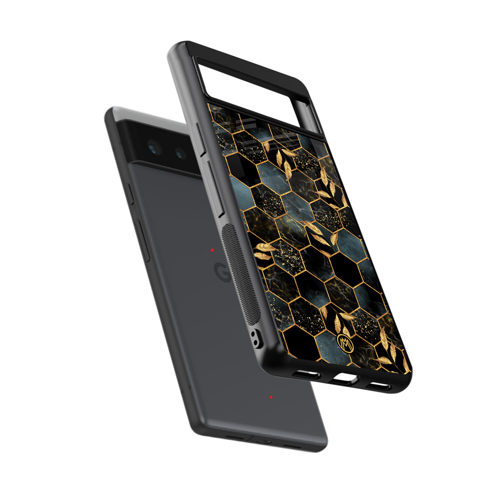 black blue tile marble back phone cover | glass case for Google Pixel 6A