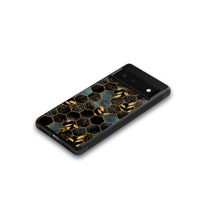 black blue tile marble back phone cover | glass case for google pixel 6