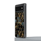 black blue tile marble back phone cover | glass case for google pixel 6