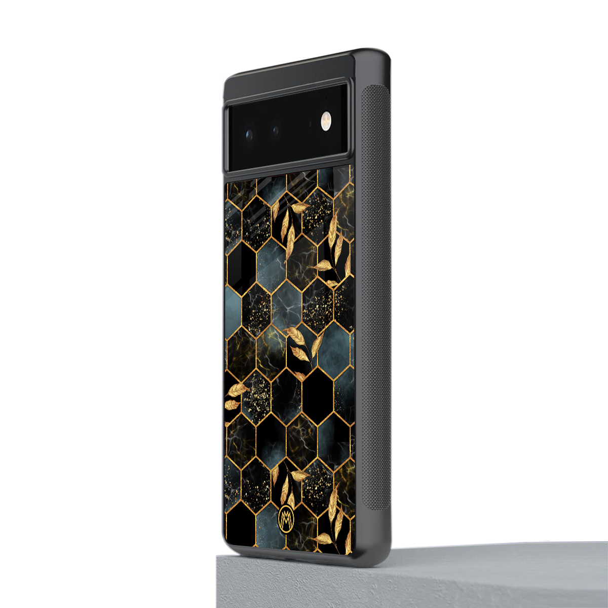 black blue tile marble back phone cover | glass case for google pixel 6