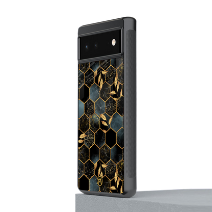 black blue tile marble back phone cover | glass case for Google Pixel 6A