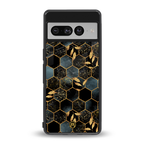 black blue tile marble back phone cover | glass case for google pixel 7 pro