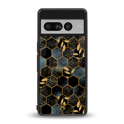 black blue tile marble back phone cover | glass case for google pixel 7 pro