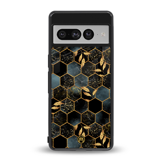 black blue tile marble back phone cover | glass case for google pixel 7 pro