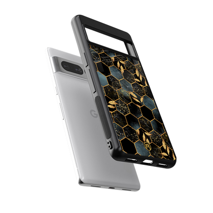 black blue tile marble back phone cover | glass case for google pixel 7 pro