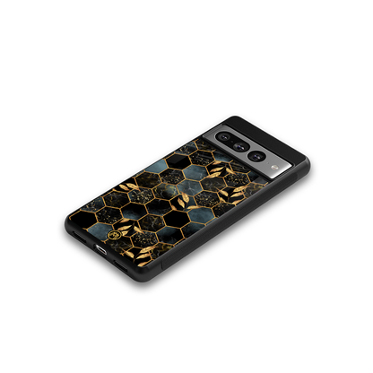 black blue tile marble back phone cover | glass case for google pixel 7 pro