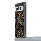 black blue tile marble back phone cover | glass case for google pixel 7 pro