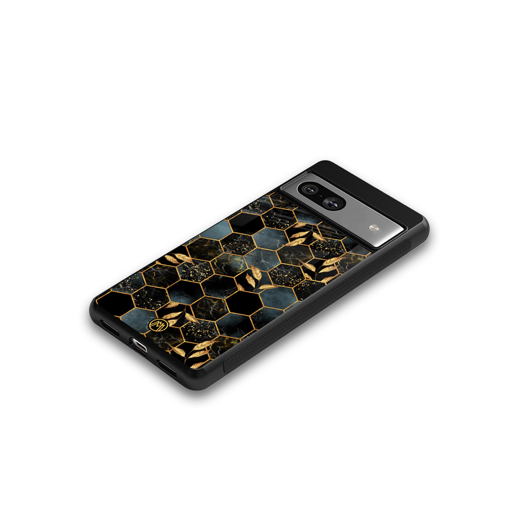 black blue tile marble back phone cover | glass case for Google Pixel 7