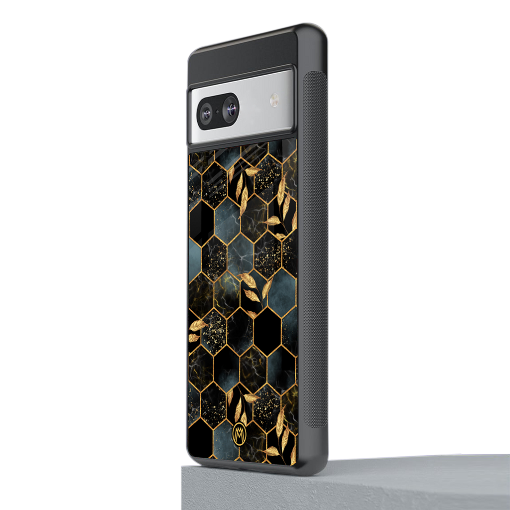 black blue tile marble back phone cover | glass case for Google Pixel 7