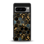 black blue tile marble back phone cover | glass case for google pixel 8 pro