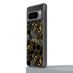 black blue tile marble back phone cover | glass case for google pixel 8 pro
