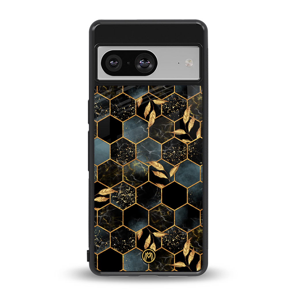 black blue tile marble back phone cover | glass case for Google Pixel 8