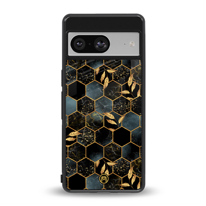 black blue tile marble back phone cover | glass case for Google Pixel 8