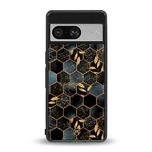 black blue tile marble back phone cover | glass case for Google Pixel 8