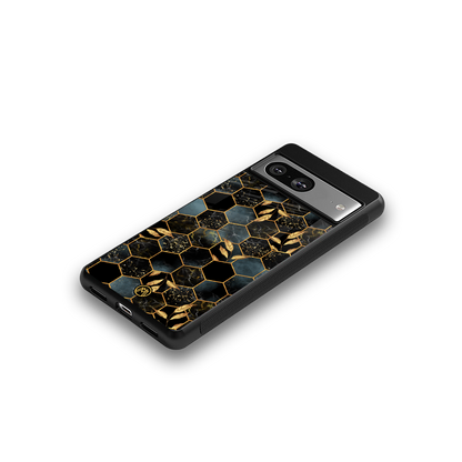 black blue tile marble back phone cover | glass case for Google Pixel 8