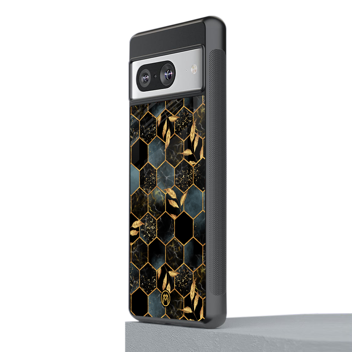 black blue tile marble back phone cover | glass case for Google Pixel 8