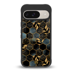 black blue tile marble back phone cover | glass case for google pixel 9