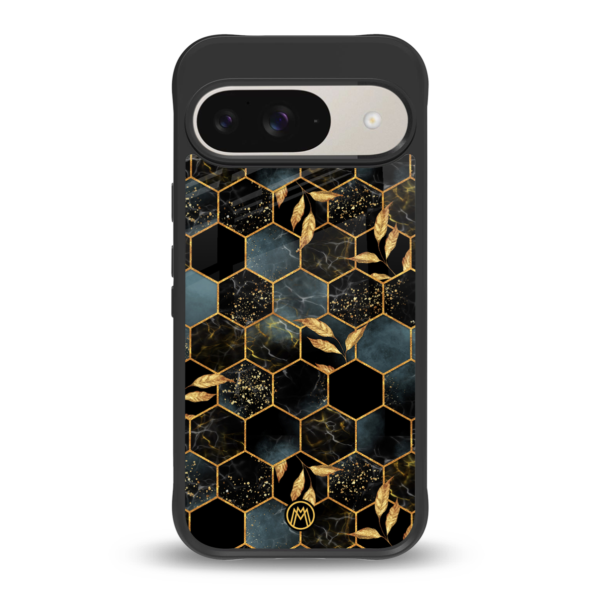 black blue tile marble back phone cover | glass case for google pixel 9