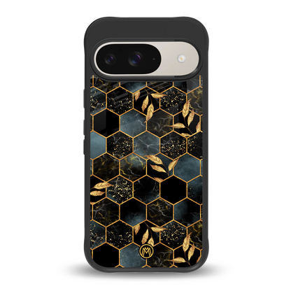 black blue tile marble back phone cover | glass case for google pixel 9