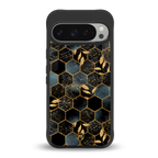 black blue tile marble back phone cover | glass case for google pixel 9 pro