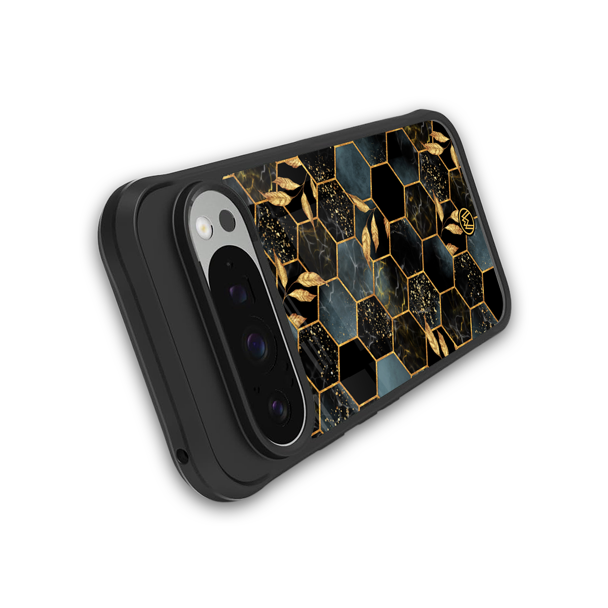black blue tile marble back phone cover | glass case for google pixel 9 pro