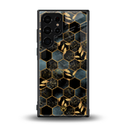 black blue tile marble back phone cover | glass case for samsung galaxy s24 ultra