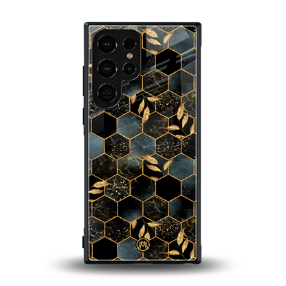 black blue tile marble back phone cover | glass case for samsung galaxy s24 ultra