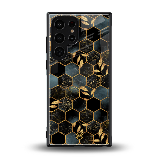 black blue tile marble back phone cover | glass case for samsung galaxy s24 ultra