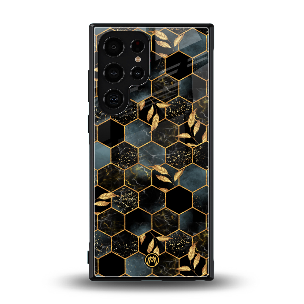 black blue tile marble back phone cover | glass case for samsung galaxy s23 ultra