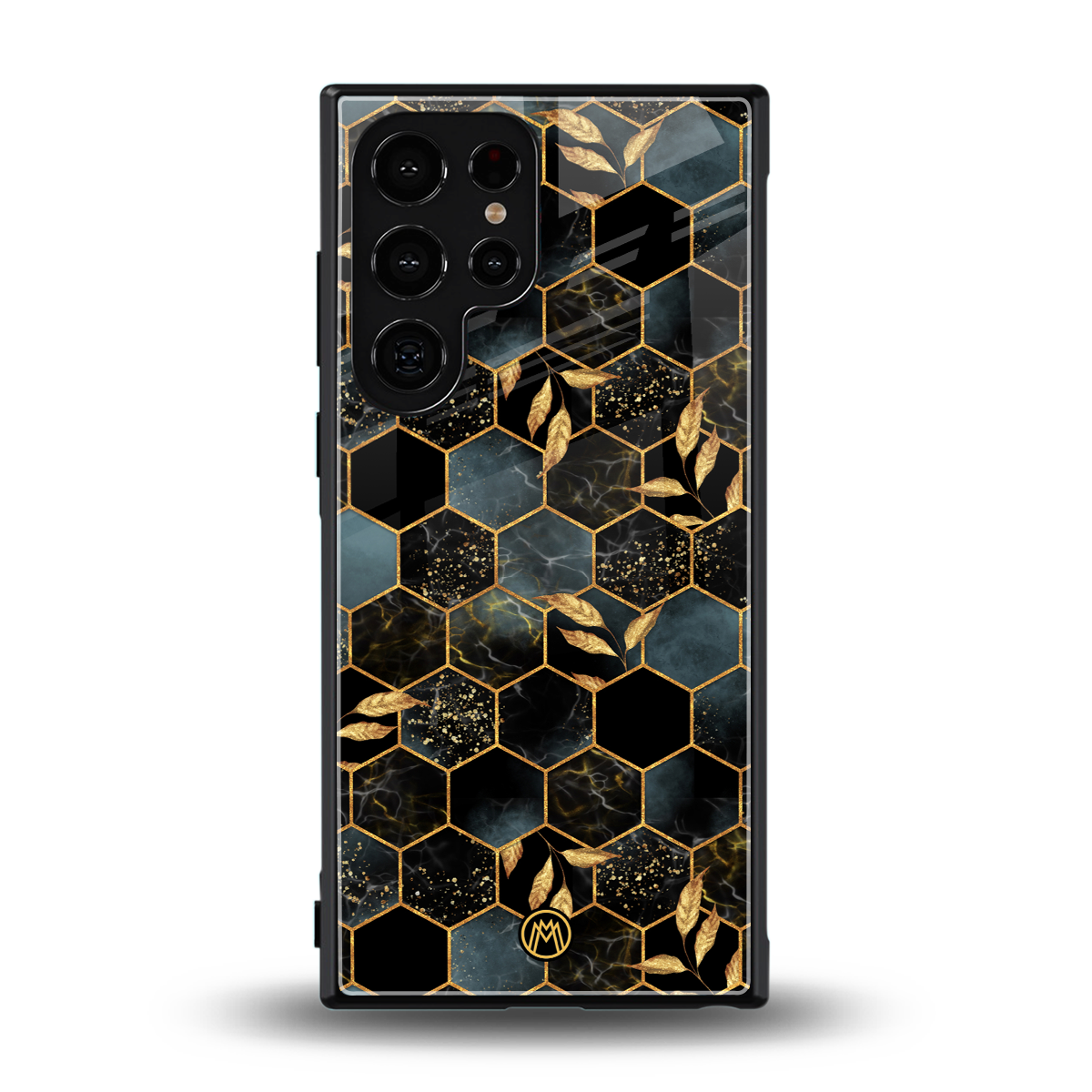 black blue tile marble back phone cover | glass case for samsung galaxy s23 ultra