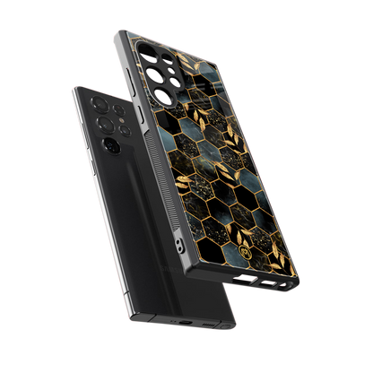 black blue tile marble back phone cover | glass case for samsung galaxy s24 ultra