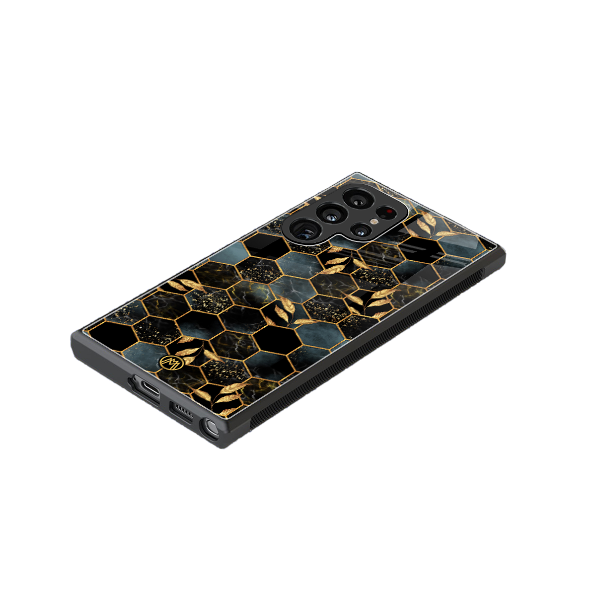 black blue tile marble back phone cover | glass case for samsung galaxy s24 ultra