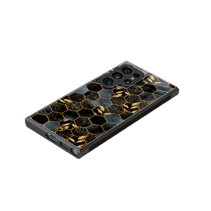 black blue tile marble back phone cover | glass case for samsung galaxy s24 ultra