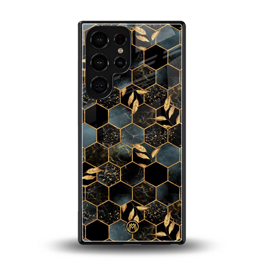 black blue tile marble back phone cover | glass case for samsung galaxy s25 ultra