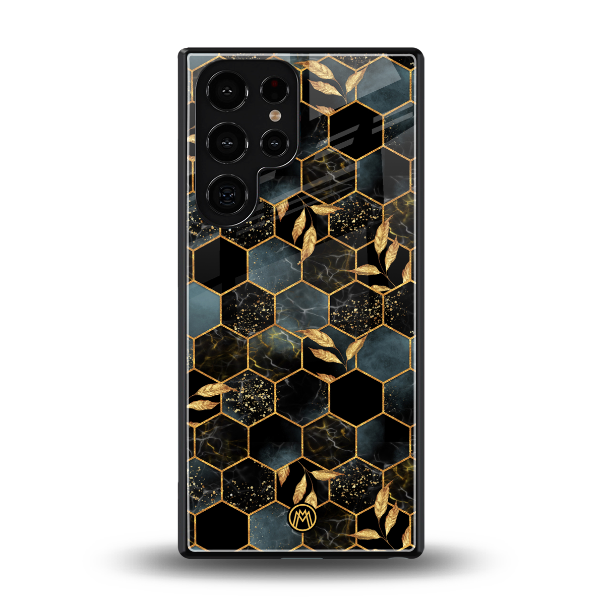 black blue tile marble back phone cover | glass case for samsung galaxy s25 ultra
