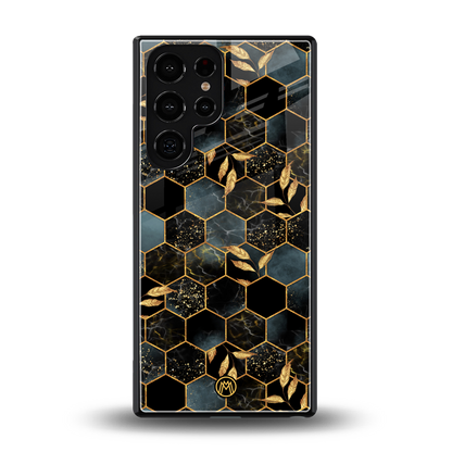 black blue tile marble back phone cover | glass case for samsung galaxy s25 ultra